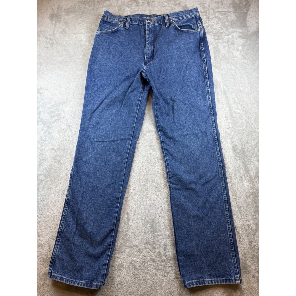 Wrangler Jeans Mens 36x34 Cowboy Cut Slim Fit Dark Wash Cotton 936GBK (34x33.5)
